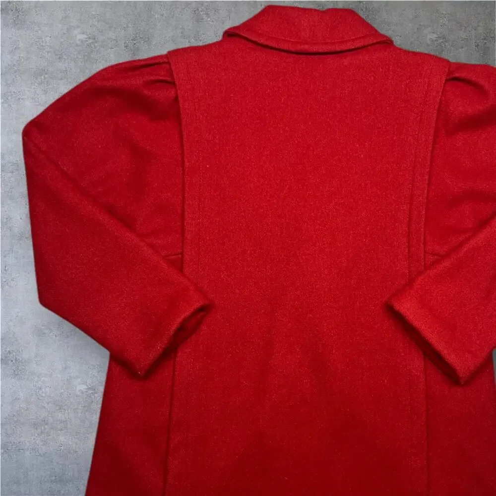 Vintage Red Wool Overcoat XL USA Made Thinsulate Lined Double Breasted Warm